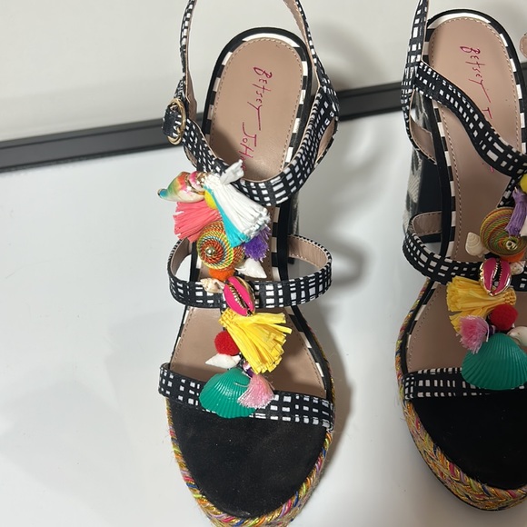 BETSEY JOHNSON MARCY EMBELLISHED ESPARDILLE PLATFORM HEELS SIZE 10 M - Picture 3 of 9